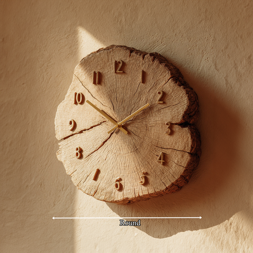 Rustic Solid Wood Slice Wall Clock, Unique Handcrafted Tree Branch Clock - view 5