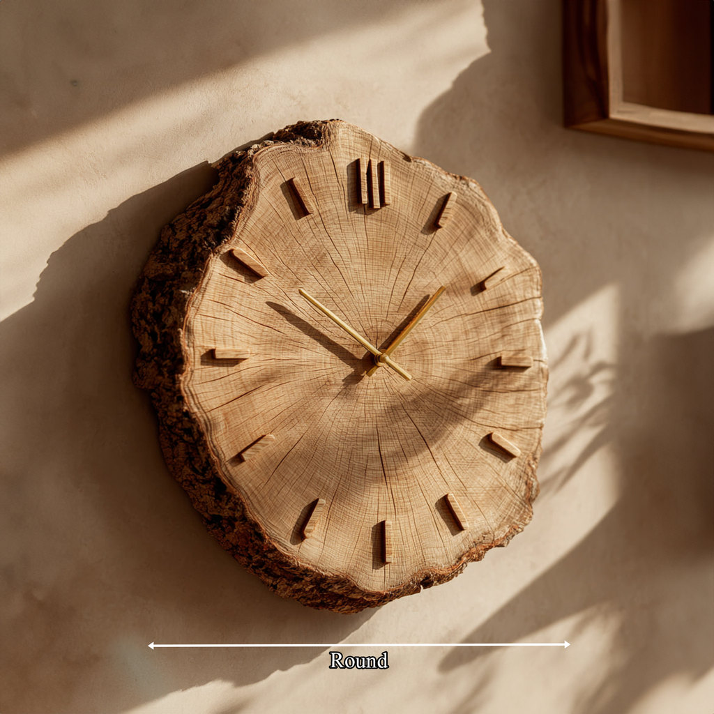 Rustic Natural Wood Grain Wall Clock, Handcrafted Round Tree Slice Clock - view 5