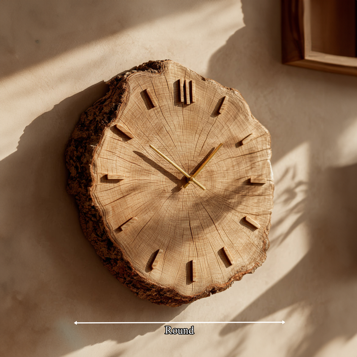 Rustic Natural Wood Grain Wall Clock, Handcrafted Round Tree Slice Clock - view 5