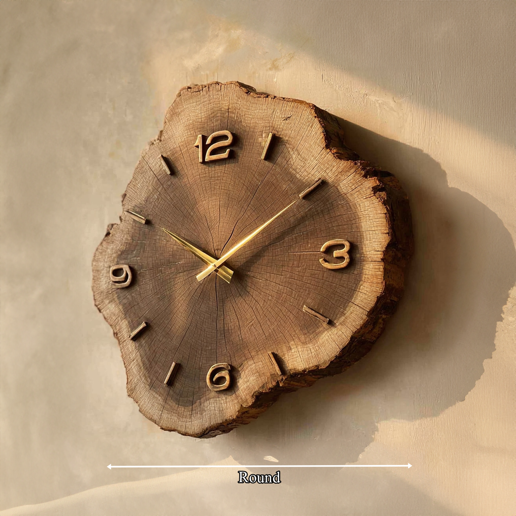 Rustic Natural Handcrafted Wood Wall Clock, Decorative Tree Slice Silent Clock - view 5
