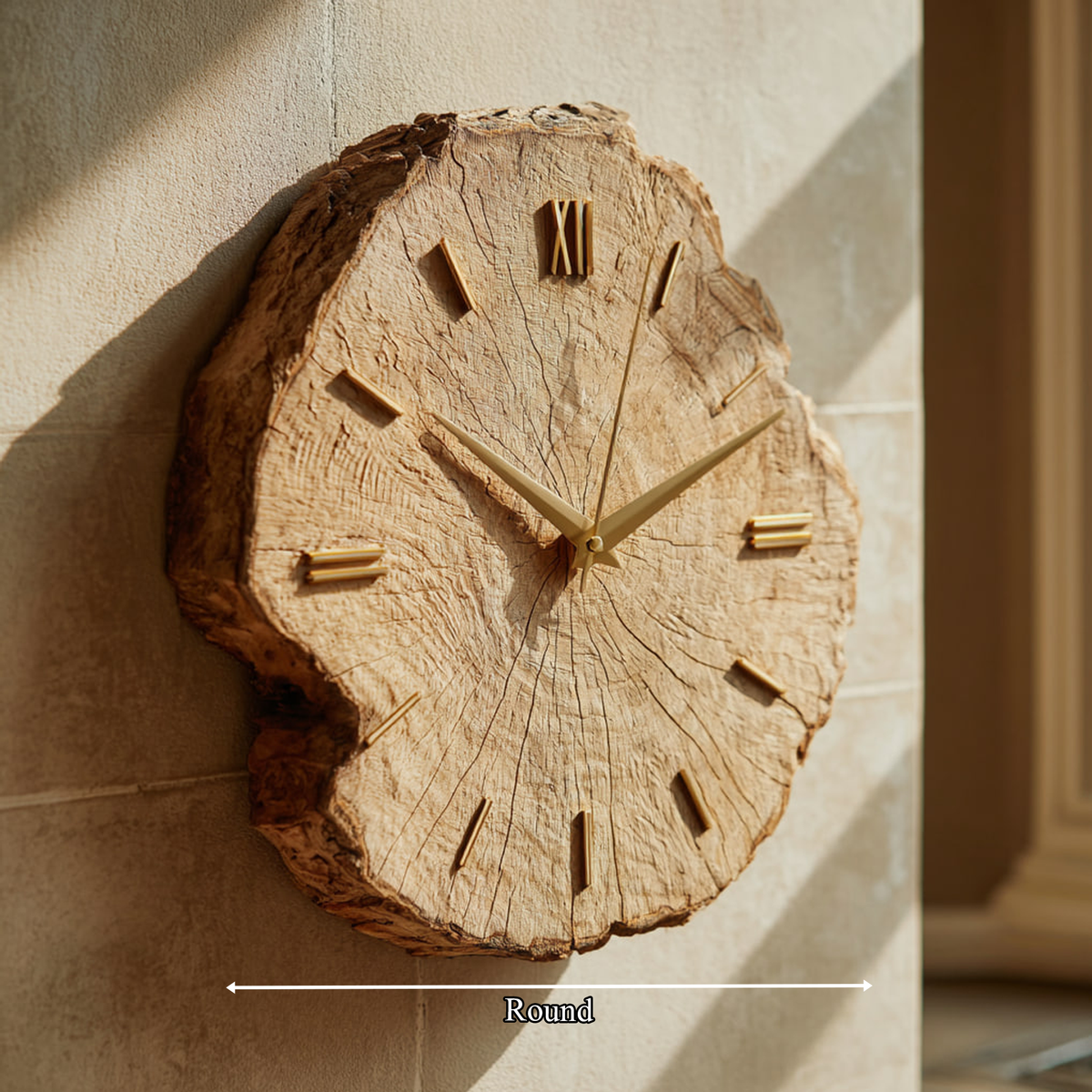 Rustic Organic Wood Wall Clock, Large Handcrafted Live Edge Tree Slice Silent Clock - view 5