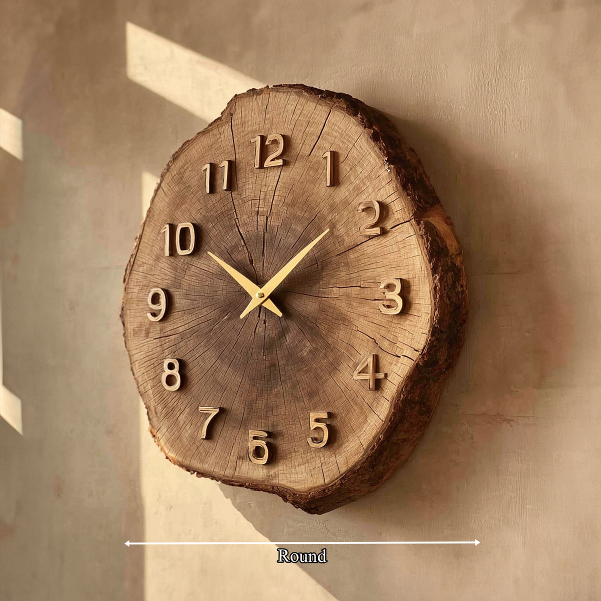 Rustic Timber Slice Wooden Wall Clock Entryway or Hallway - view 5