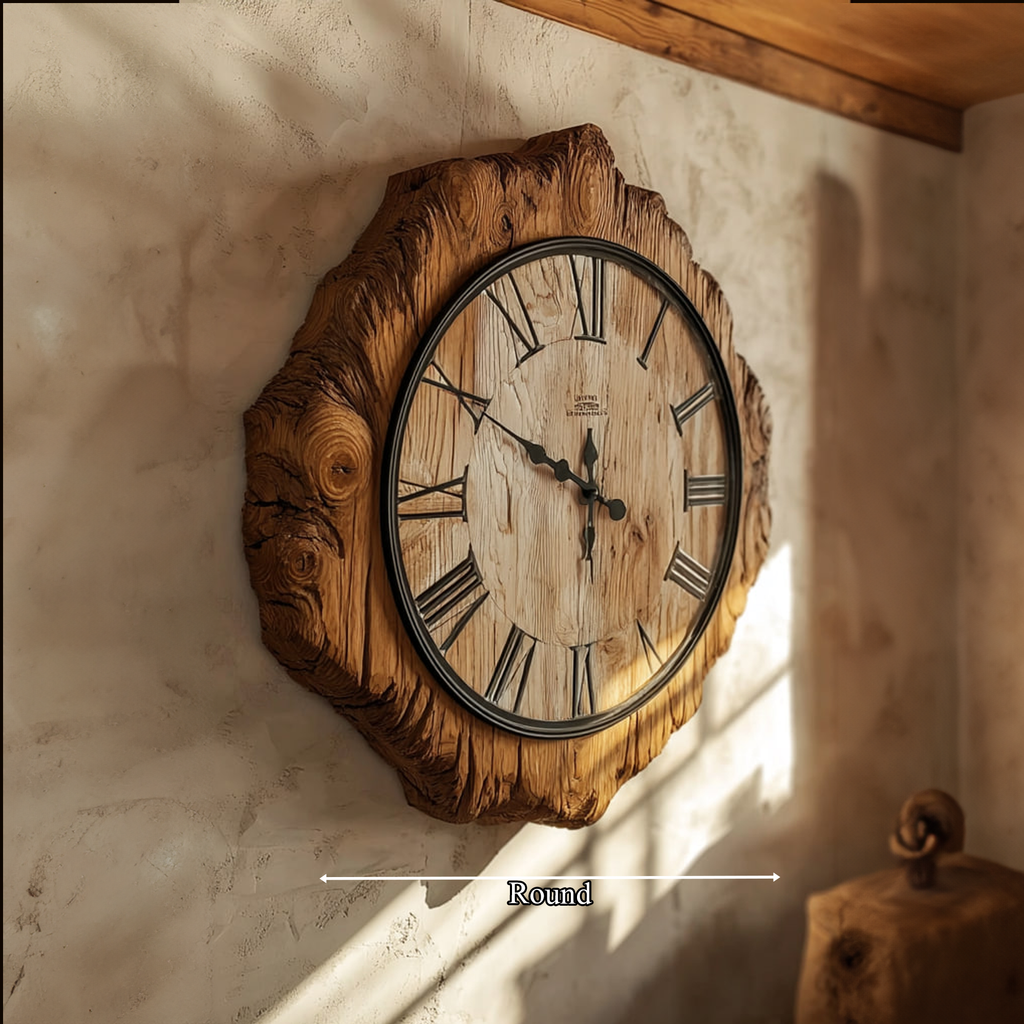 Rustic Live Edge Wood Wall Clock, Handmade Large Natural Tree Slice Wooden Clock - view 5