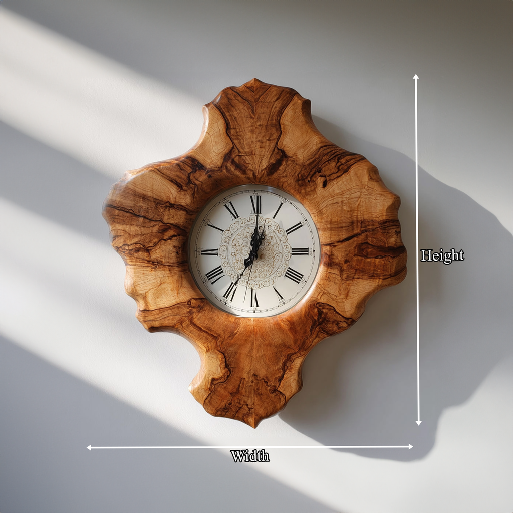 Rustic Organic Sculpted Wood Wall Clock, Handmade Abstract Tree Slice Clock - view 6