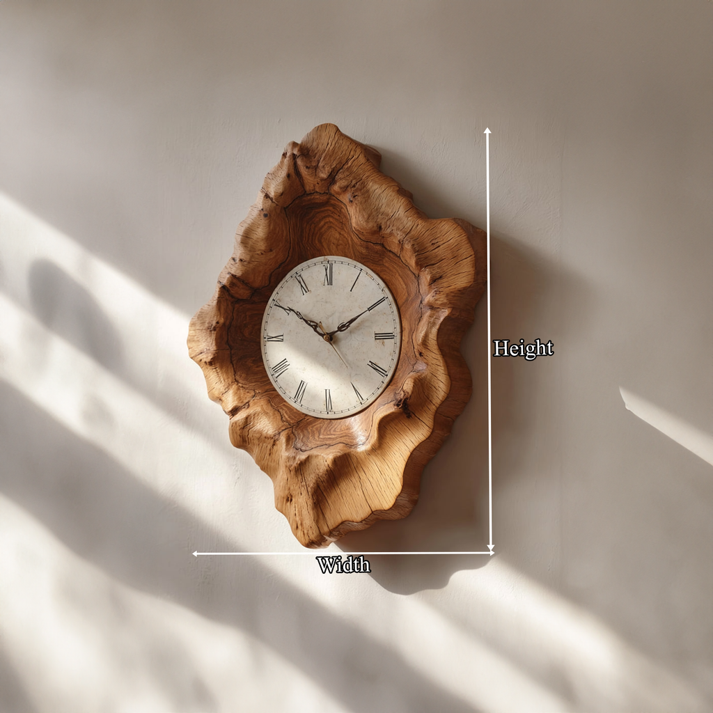 Rustic Organic Natural Wood Wall Clock Office or Study Room Decor - view 6
