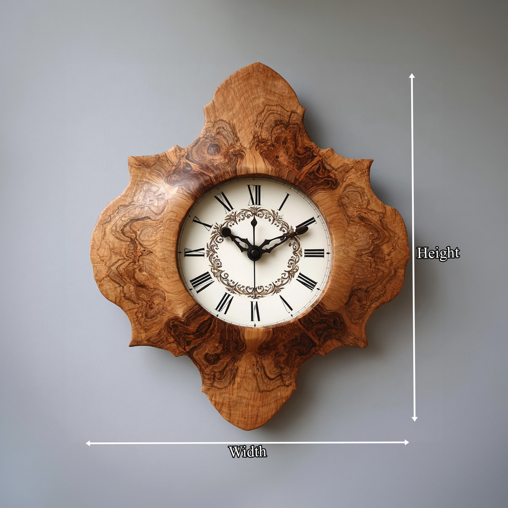 Rustic Unique Wood Wall Clock, Handcrafted Large Live Edge Tree Slice Silent Clock - view 6