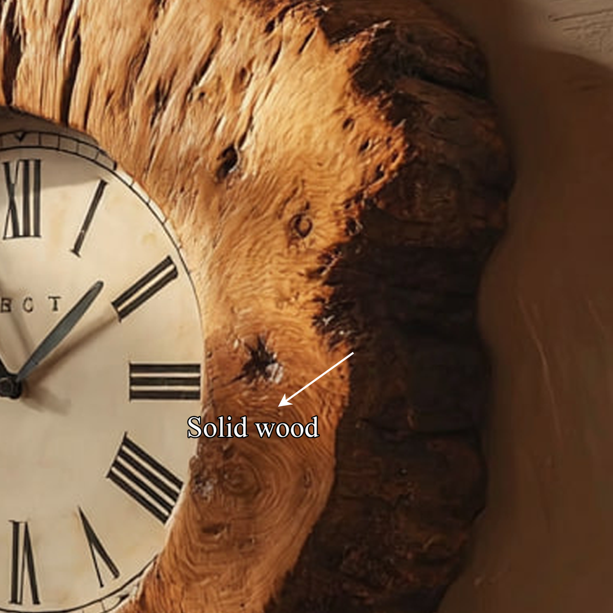 Rustic Organic Wood Wall Clock Home Interior or Hallway - view 4