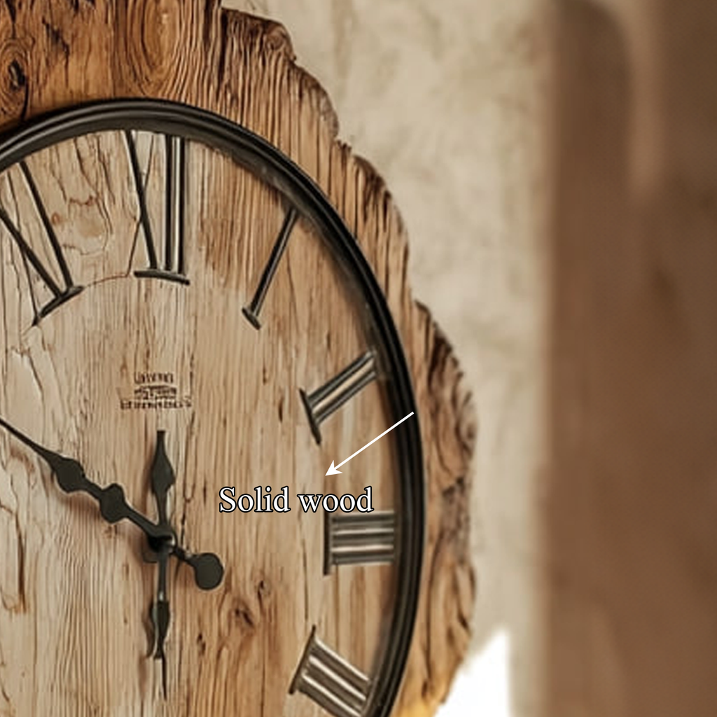 Rustic Live Edge Wood Wall Clock, Handmade Large Natural Tree Slice Wooden Clock - view 4