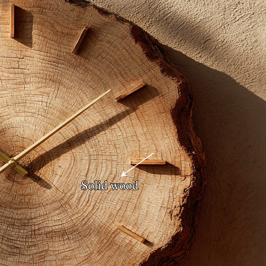 Rustic Round Wood Wall Clock, Handcrafted Live Edge Tree Slice Silent Wooden Clock - view 4
