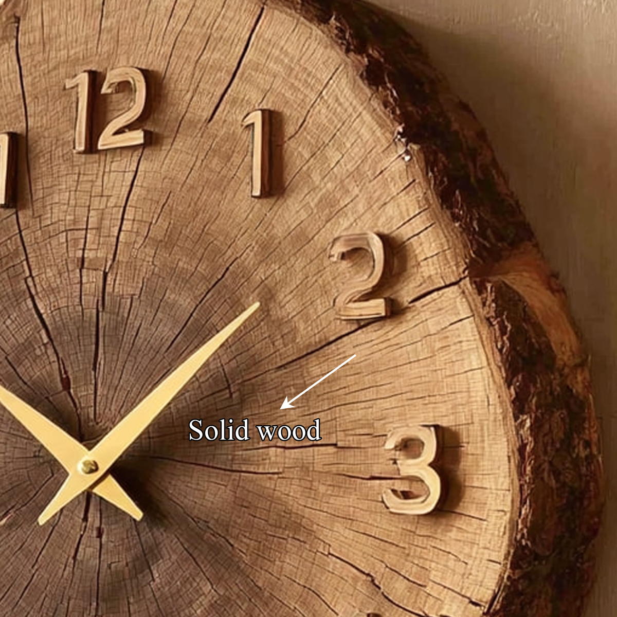 Rustic Timber Slice Wooden Wall Clock Entryway or Hallway - view 4