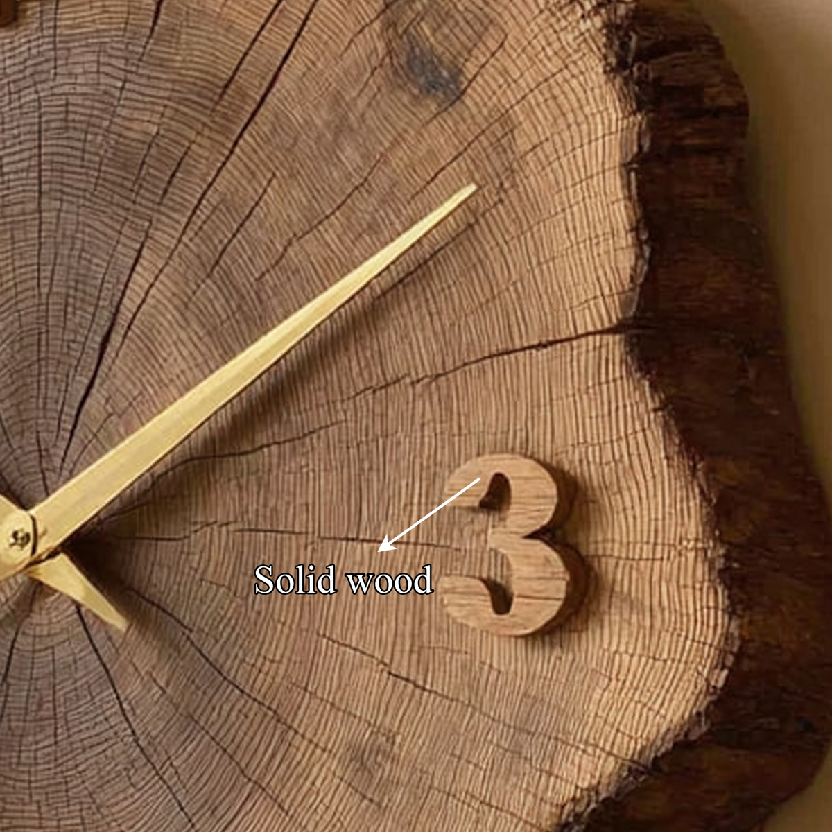 Rustic Tree Ring Wooden Wall Clock Hallway or Living Room - view 4