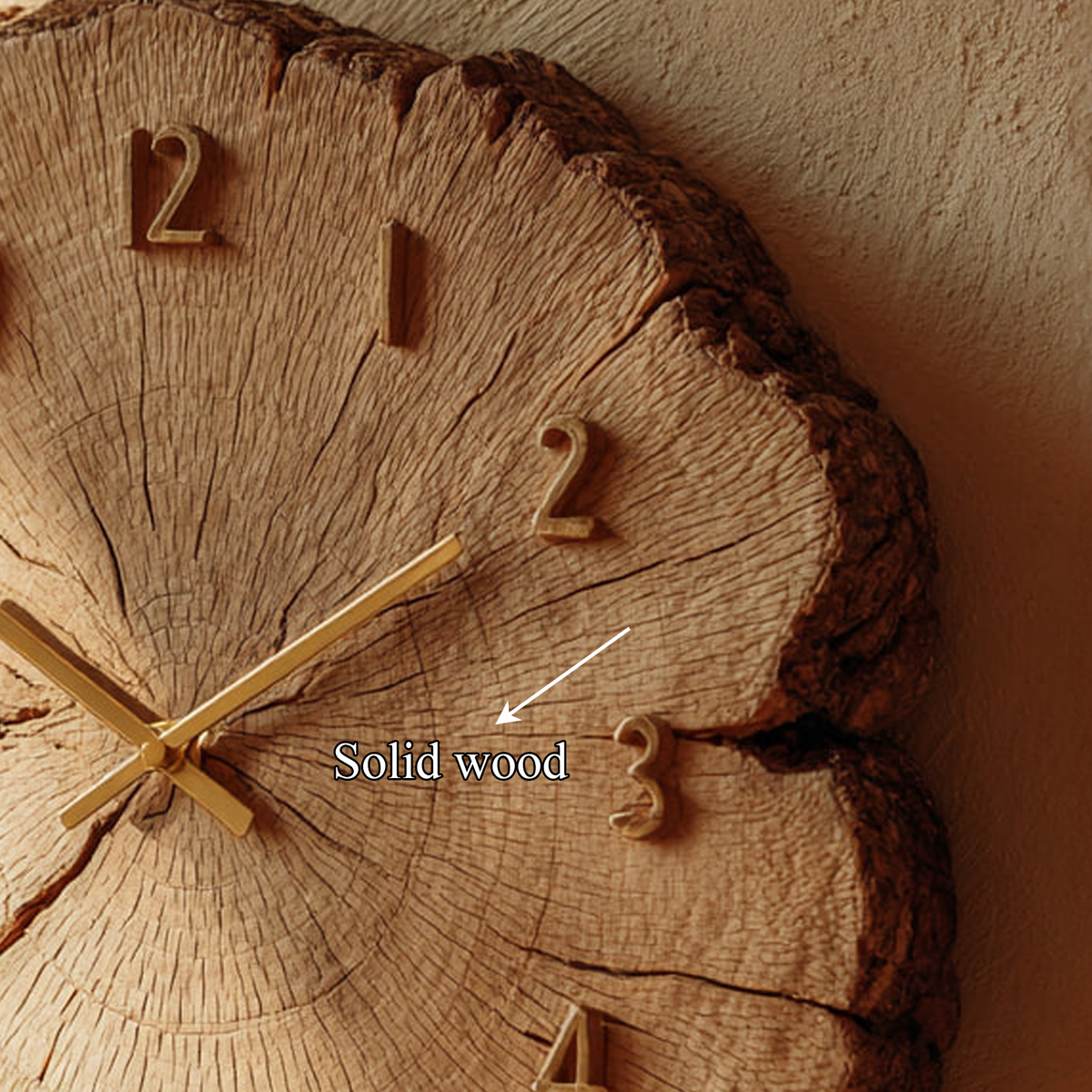Rustic Solid Wood Slice Wall Clock, Unique Handcrafted Tree Branch Clock - view 4