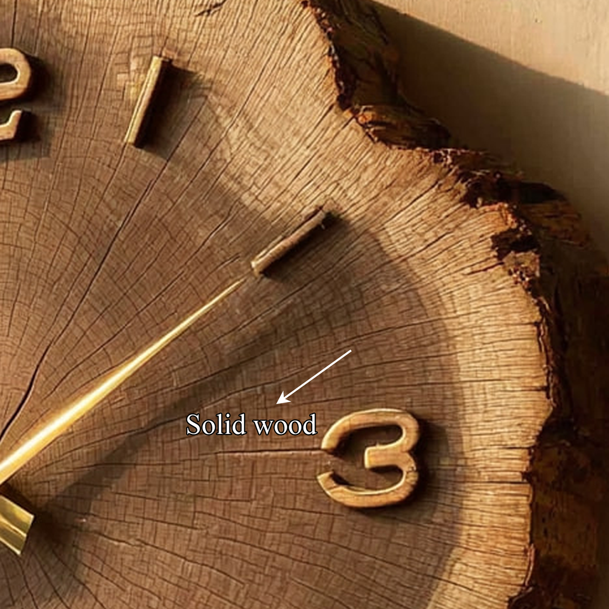 Rustic Natural Handcrafted Wood Wall Clock, Decorative Tree Slice Silent Clock - view 4