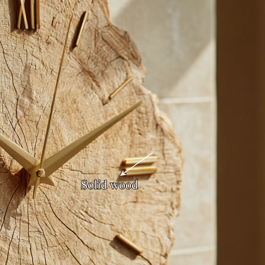 Rustic Organic Wood Wall Clock, Large Handcrafted Live Edge Tree Slice Silent Clock - view 4