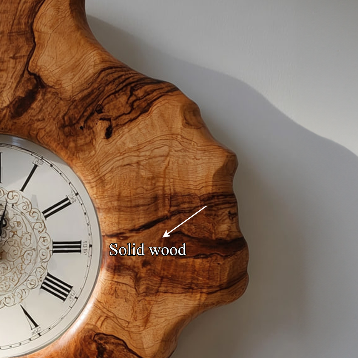 Rustic Organic Sculpted Wood Wall Clock, Handmade Abstract Tree Slice Clock - view 4