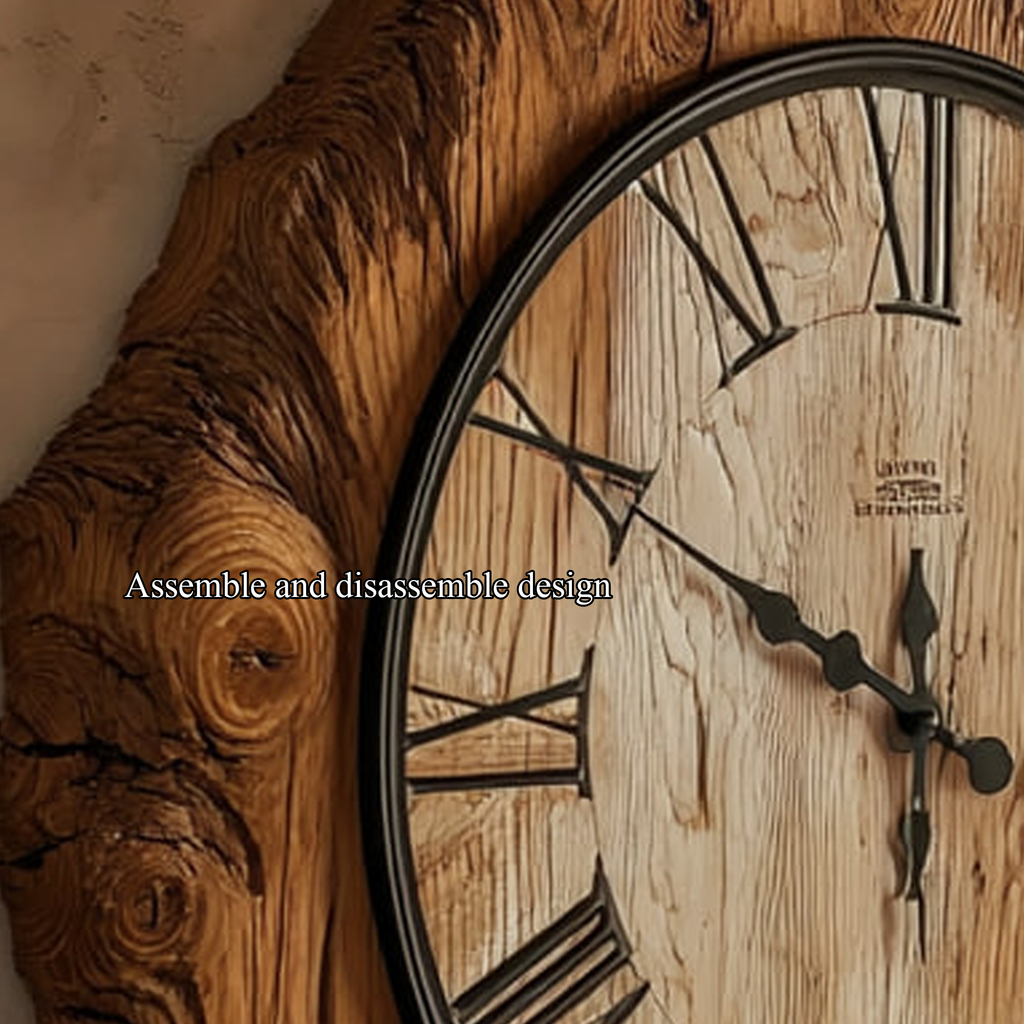 Rustic Live Edge Wood Wall Clock, Handmade Large Natural Tree Slice Wooden Clock - view 3