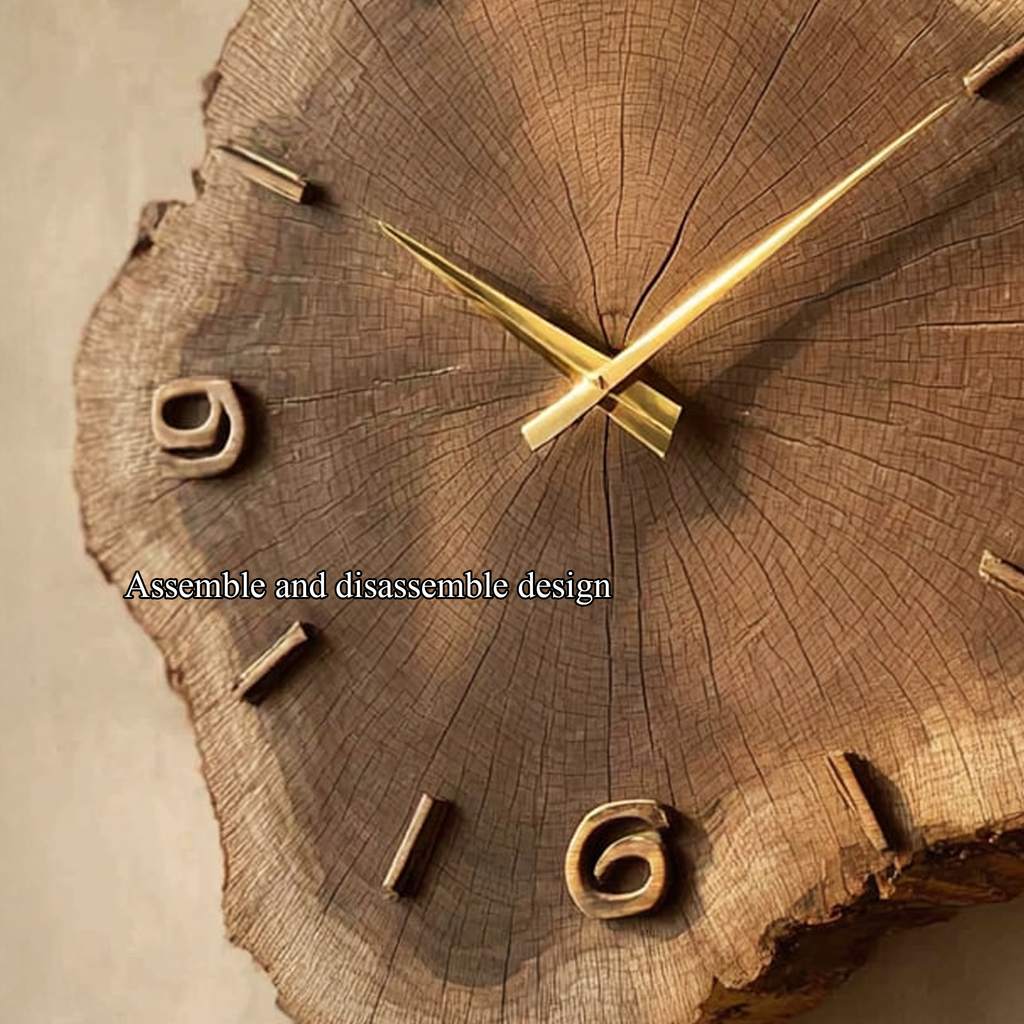 Rustic Natural Handcrafted Wood Wall Clock, Decorative Tree Slice Silent Clock - view 3