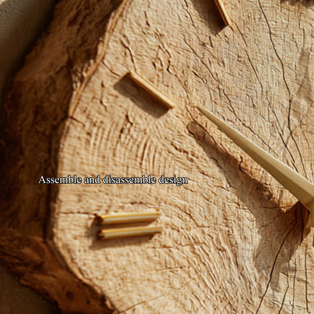 Rustic Organic Wood Wall Clock, Large Handcrafted Live Edge Tree Slice Silent Clock - view 3