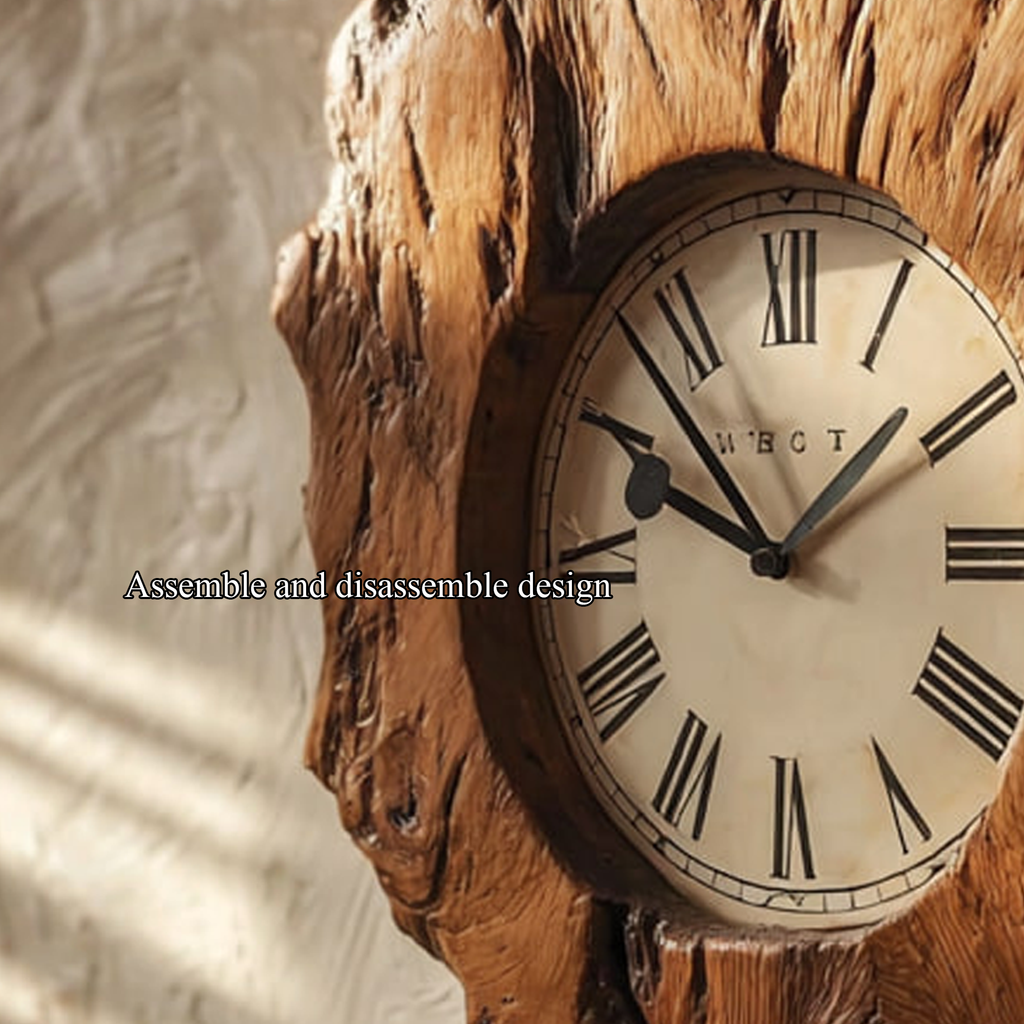 Rustic Organic Wood Wall Clock Home Interior or Hallway - view 3