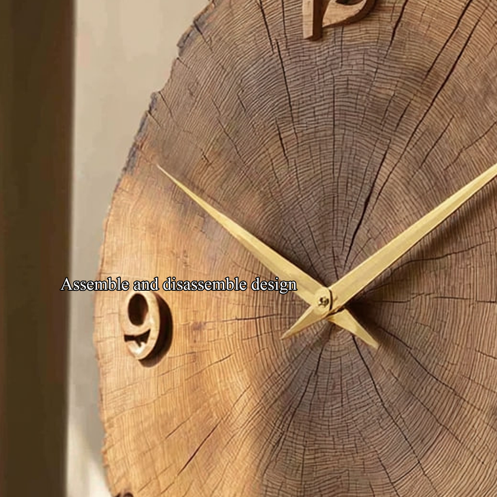 Rustic Tree Ring Wooden Wall Clock Hallway or Living Room - view 3
