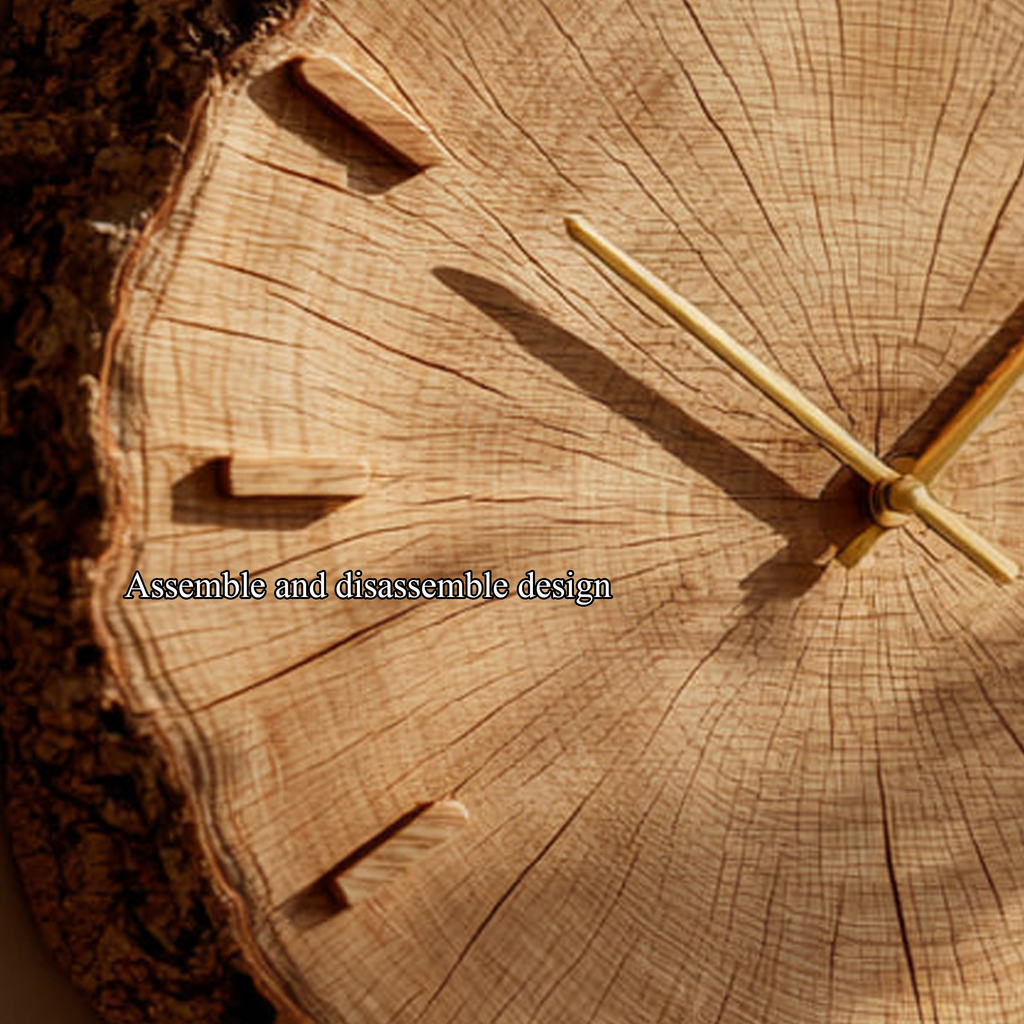 Rustic Natural Wood Grain Wall Clock, Handcrafted Round Tree Slice Clock - view 3