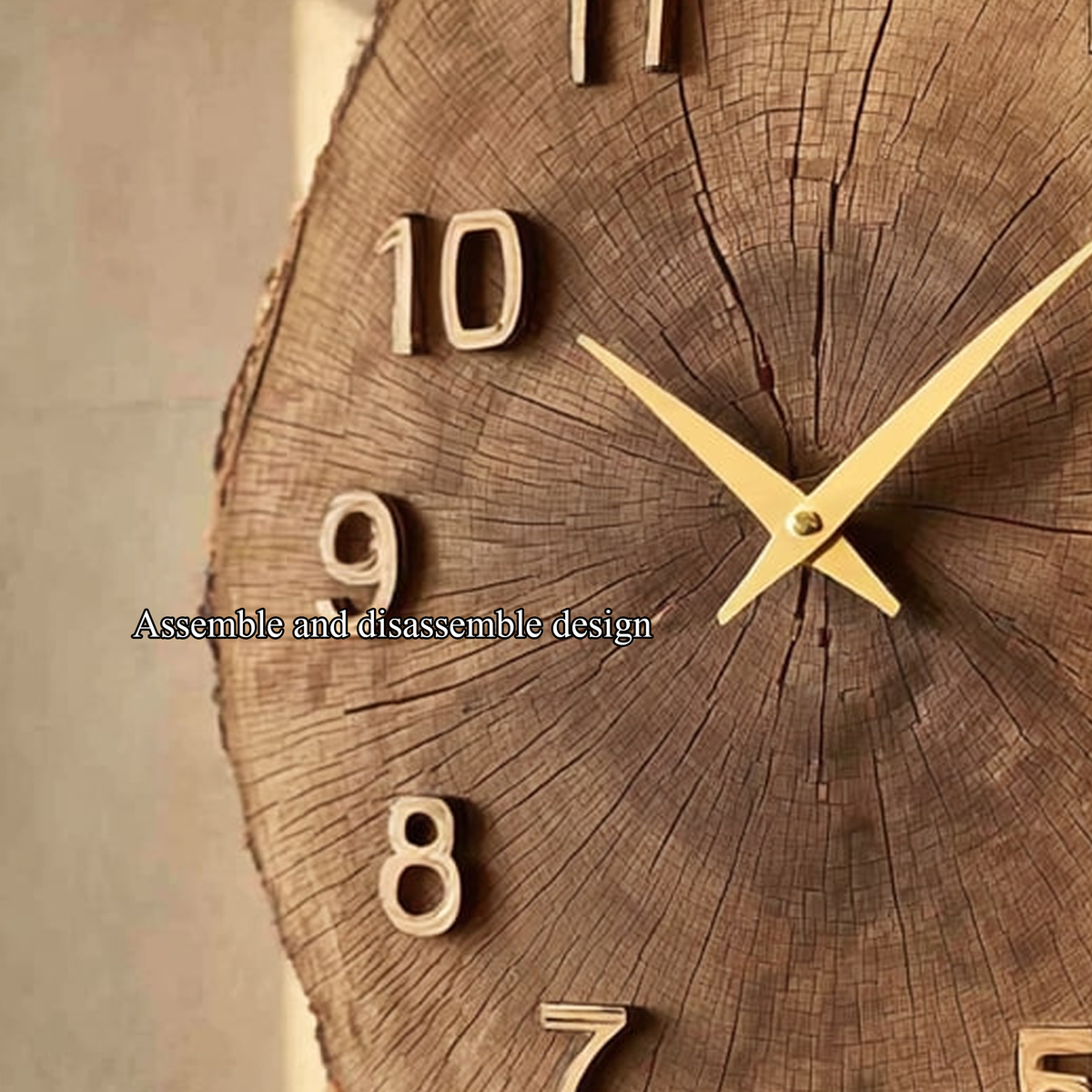 Rustic Timber Slice Wooden Wall Clock Entryway or Hallway - view 3