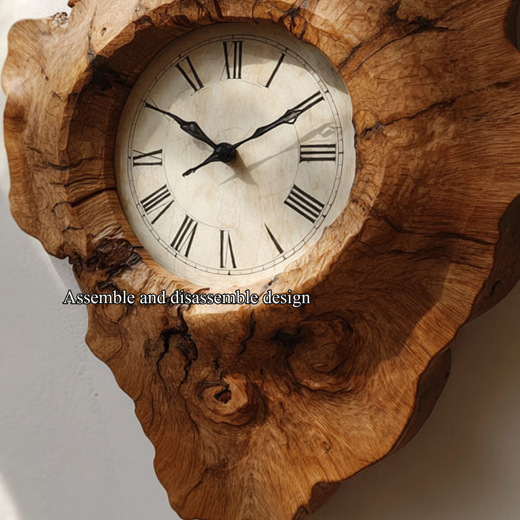 Rustic Organic Handmade Wood Wall Clock Entryway or Living Room - view 3
