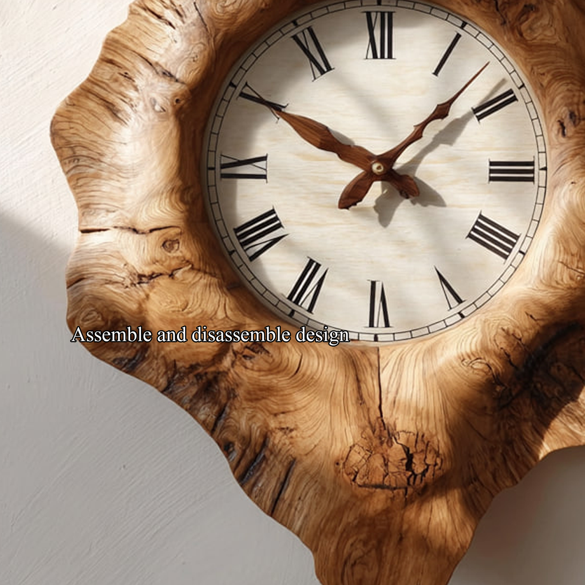 Rustic Organic Wooden Wall Clock, Handcrafted Tree Slice Large Silent Clock - view 3