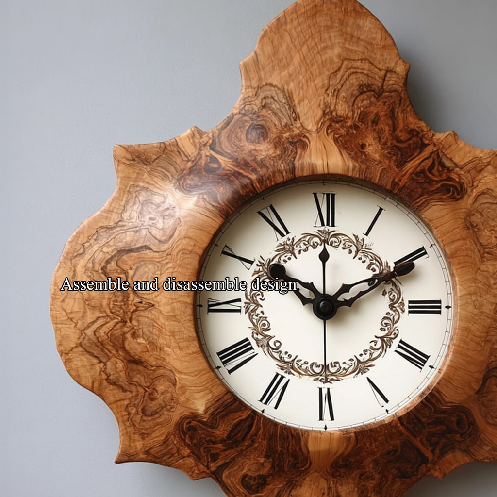 Rustic Unique Wood Wall Clock, Handcrafted Large Live Edge Tree Slice Silent Clock - view 3