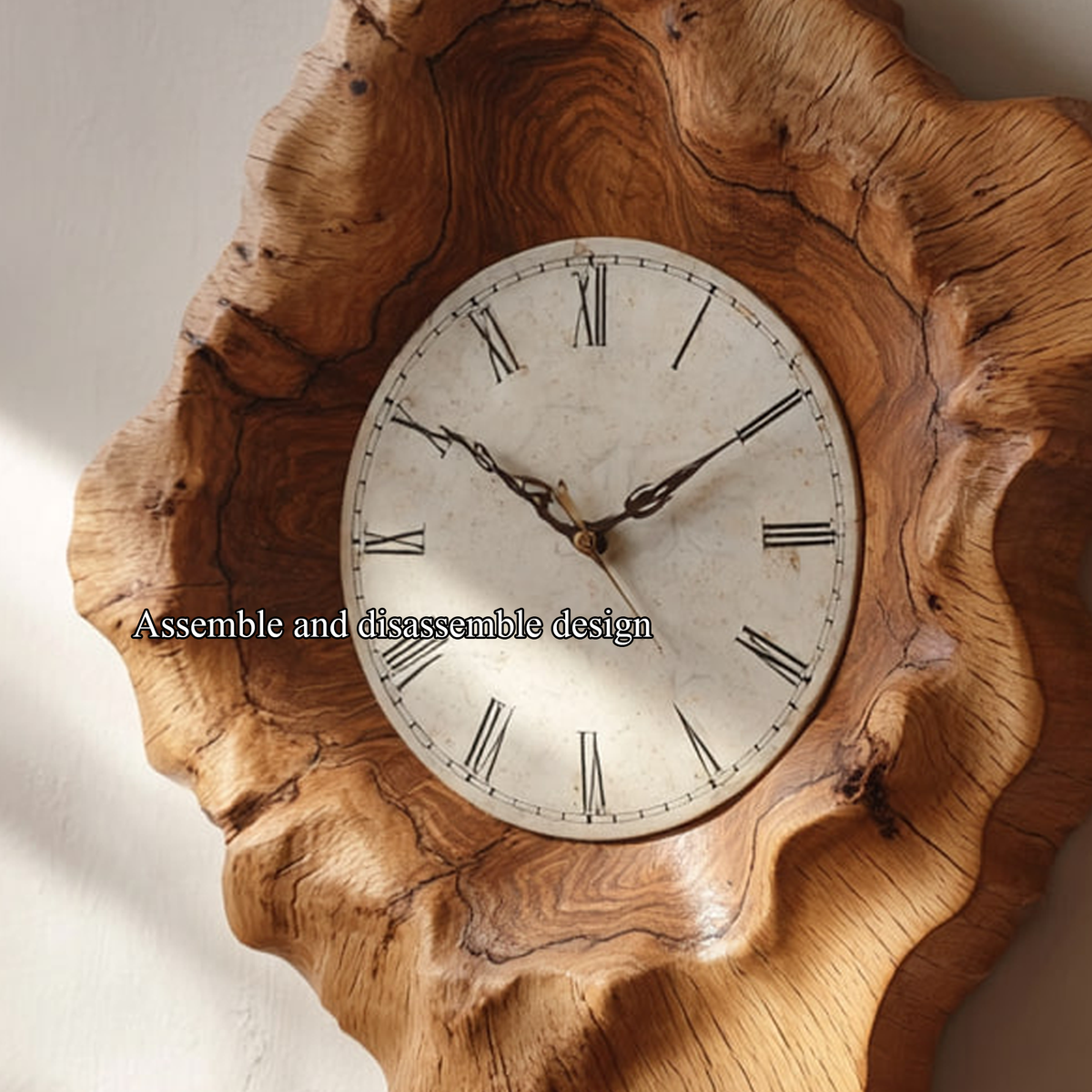Rustic Organic Natural Wood Wall Clock Office or Study Room Decor - view 3