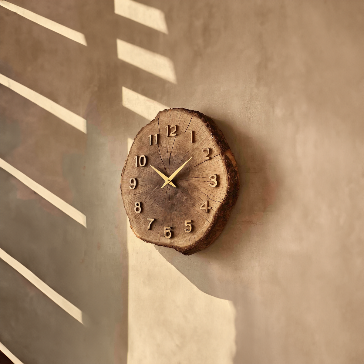 Rustic Timber Slice Wooden Wall Clock Entryway or Hallway