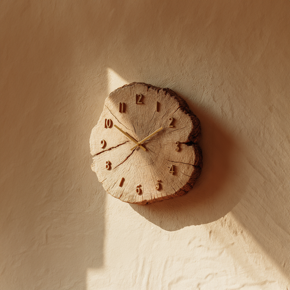 Rustic Solid Wood Slice Wall Clock, Unique Handcrafted Tree Branch Clock