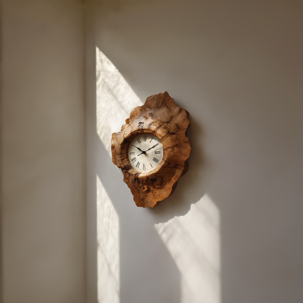Rustic Organic Handmade Wood Wall Clock Entryway or Living Room - view 2