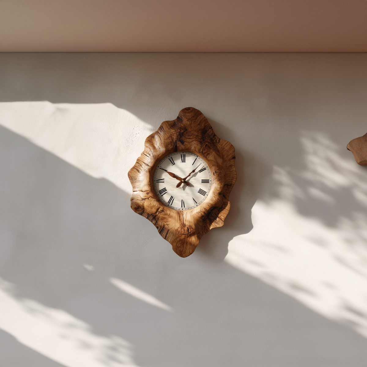 Rustic Organic Wooden Wall Clock, Handcrafted Tree Slice Large Silent Clock - view 2