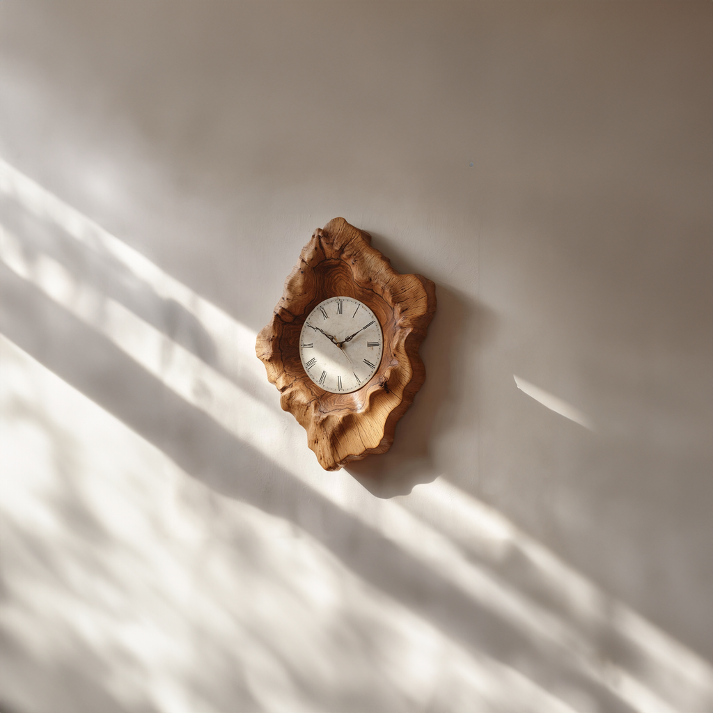 Rustic Organic Natural Wood Wall Clock Office or Study Room Decor - view 2