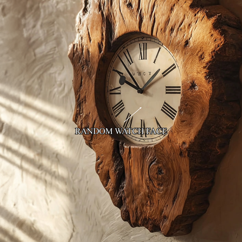 Rustic Organic Wood Wall Clock Home Interior or Hallway - view 2