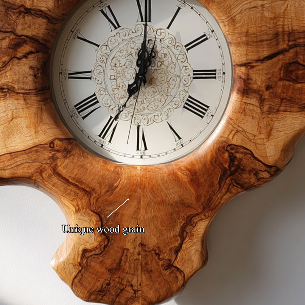 Rustic Organic Sculpted Wood Wall Clock, Handmade Abstract Tree Slice Clock - view 5