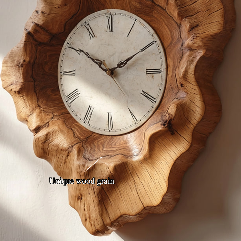 Rustic Organic Natural Wood Wall Clock Office or Study Room Decor - view 4