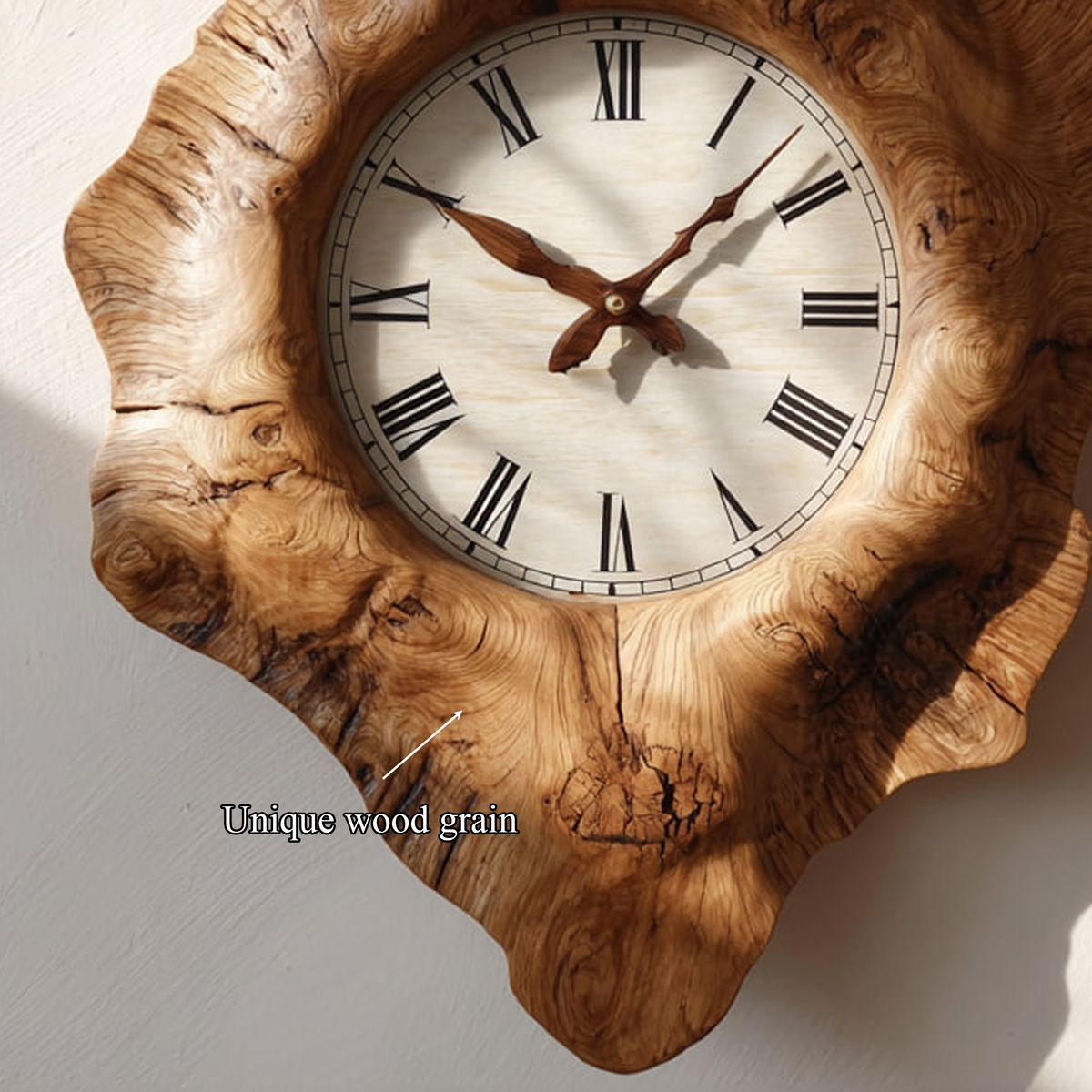 Rustic Organic Wooden Wall Clock, Handcrafted Tree Slice Large Silent Clock - view 4