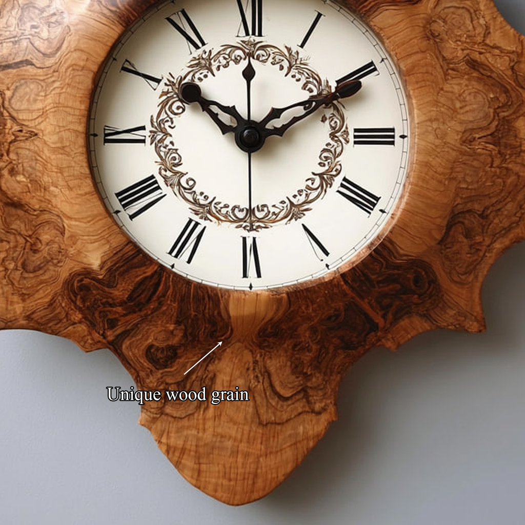 Rustic Unique Wood Wall Clock, Handcrafted Large Live Edge Tree Slice Silent Clock - view 5