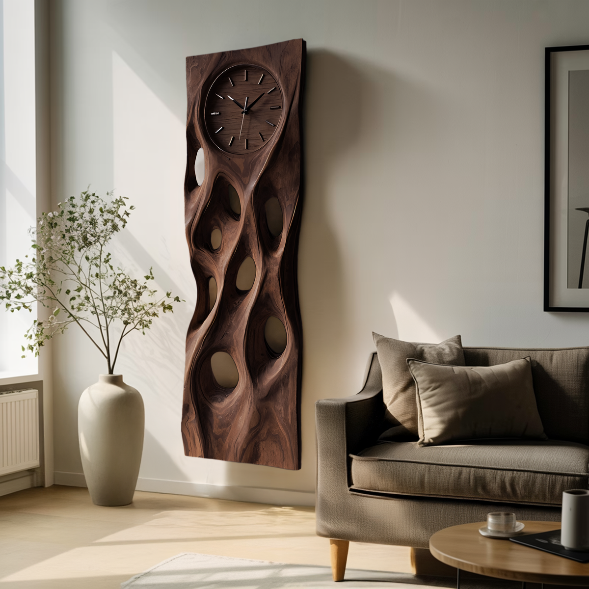 Minimalist Wood Wall Clock, Modern Silent Round Wooden Clock for Living Room - view 7