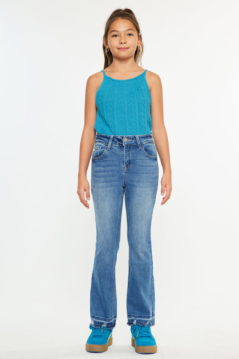Girls' High Rise Cropped Bootcut Jeans - Bibi