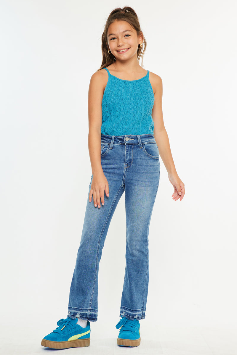 Girls' High Rise Cropped Bootcut Jeans - Bibi