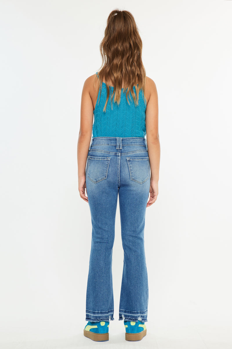 Girls' High Rise Cropped Bootcut Jeans - Bibi