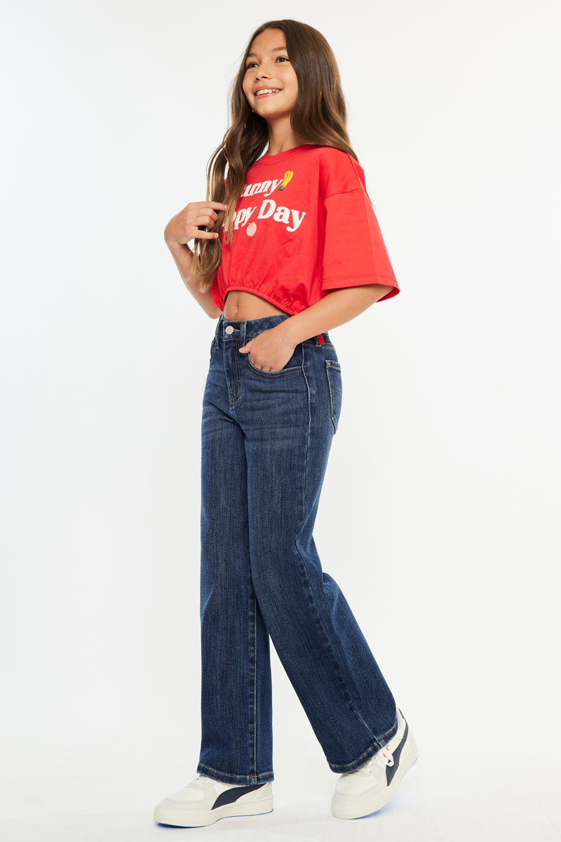Girls' High Rise Wide Leg Jeans - Andy