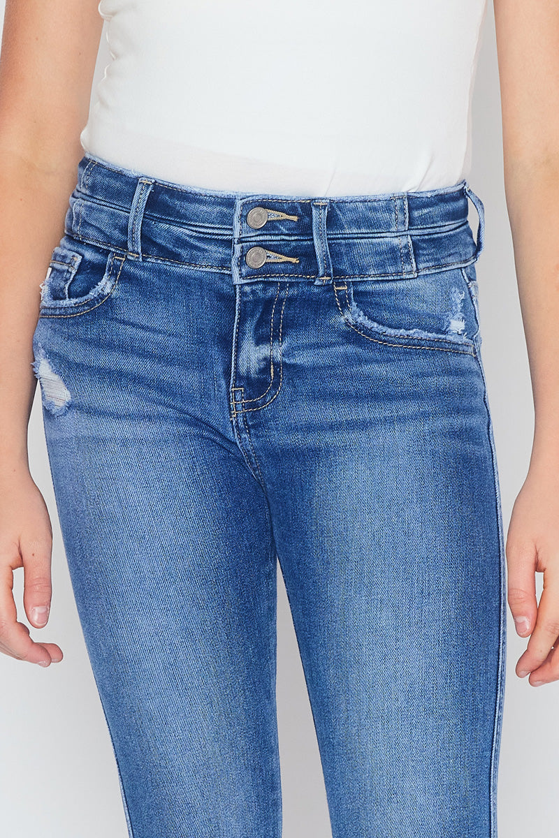 Girls' High Rise Ankle Skinny Jeans - Bunnie