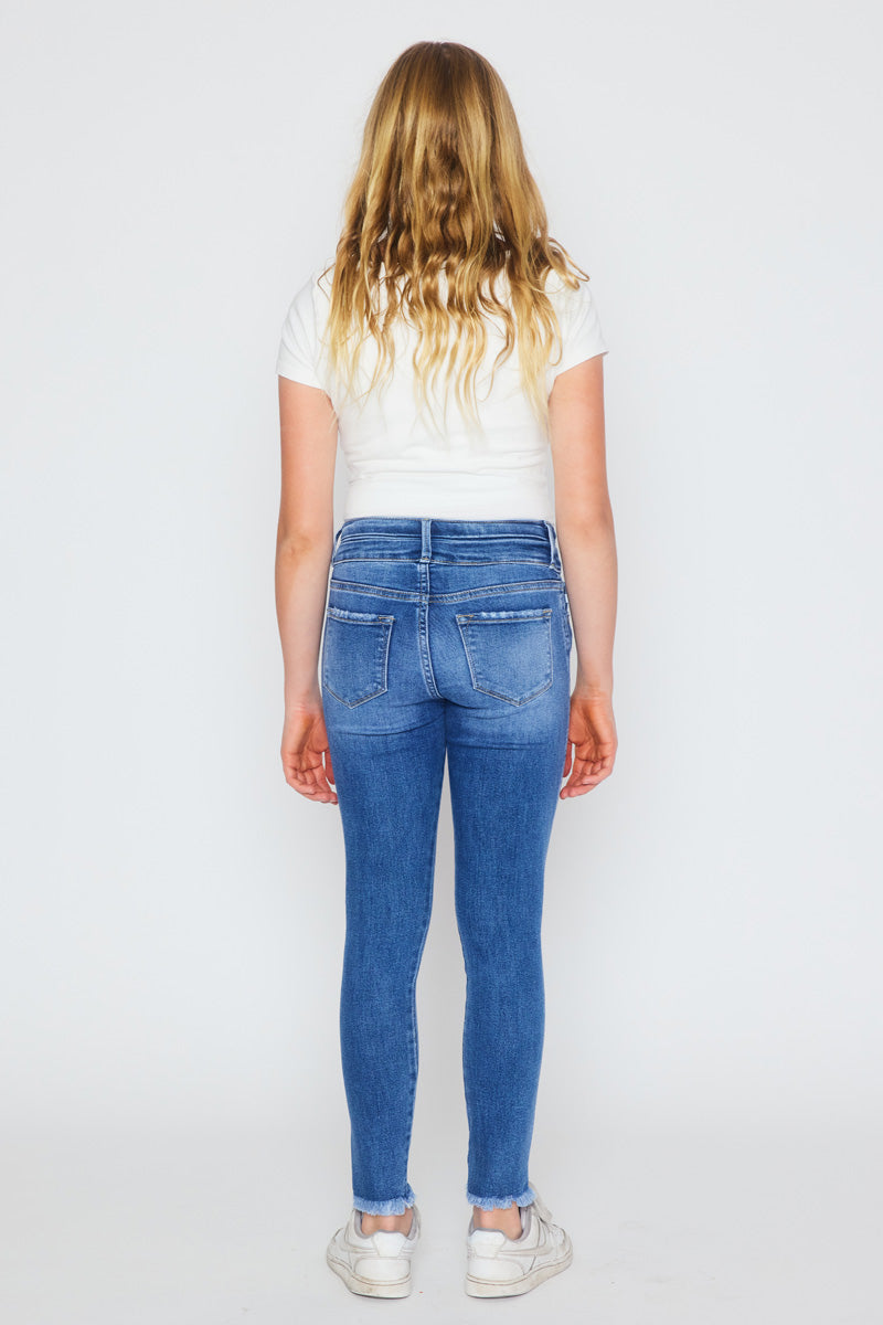 Girls' High Rise Ankle Skinny Jeans - Bunnie