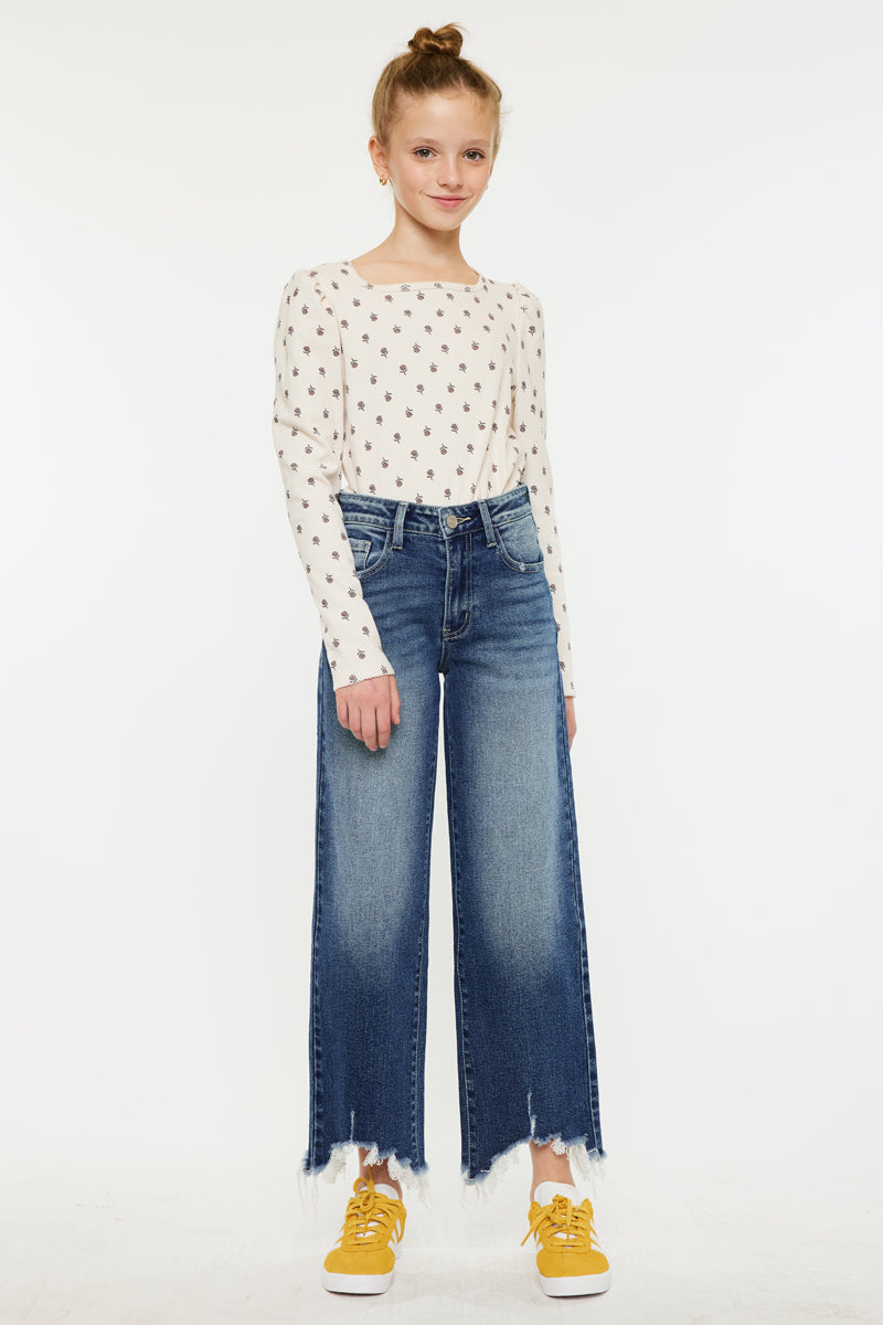 Girls' High Rise Wide Leg Jeans - America