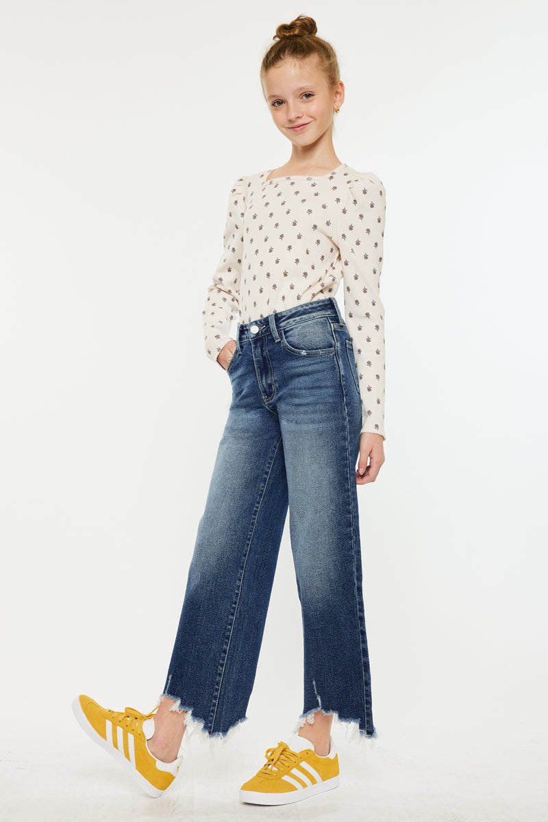 Girls' High Rise Wide Leg Jeans - America