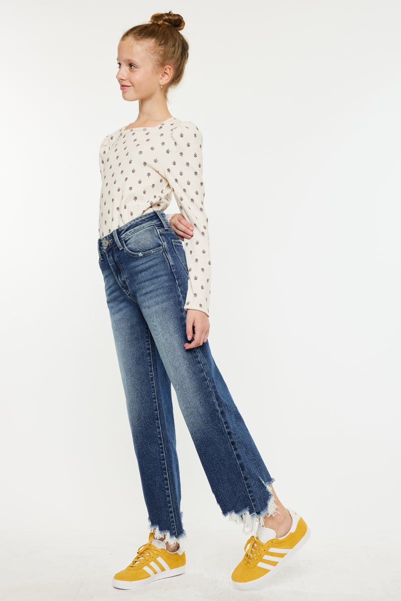 Girls' High Rise Wide Leg Jeans - America